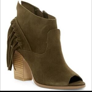 Marc Fisher Onita Fringed Suede Booties Sage Green Size 9